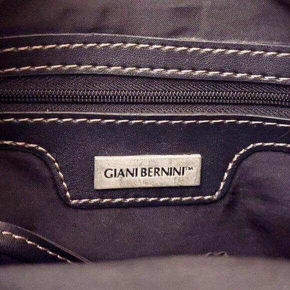 Gianni Bini Black Baguette Signature Print Leather Accent Shoulder Bag Purse - Picture 9 of 10